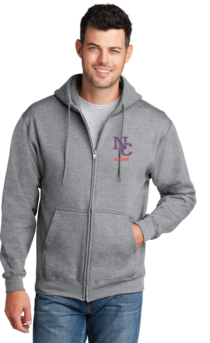 Fleece Full-Zip Hooded Sweatshirt / Athletic Heather / Norfolk Collegiate Soccer