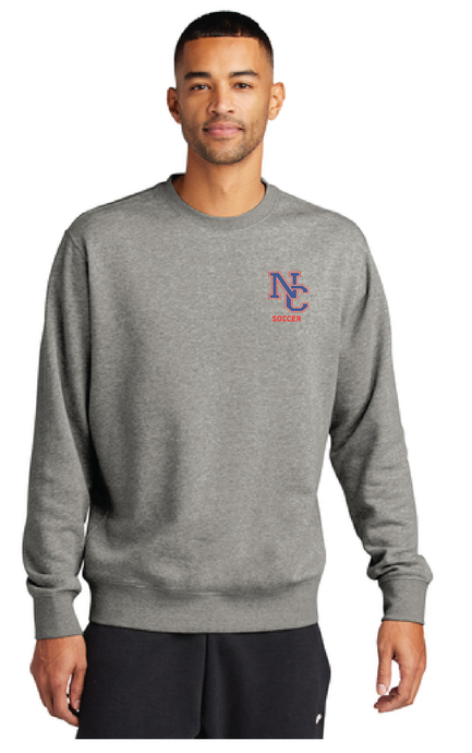 Nike Club Fleece Sleeve Swoosh Crew / Dark Grey Heather / Norfolk Collegiate Soccer