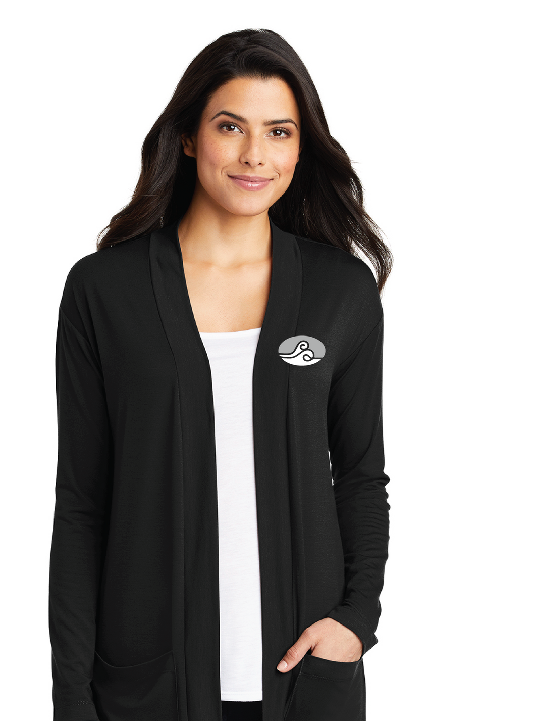 Ladies Concept Long Pocket Cardigan / Black / Old Donation School Staff