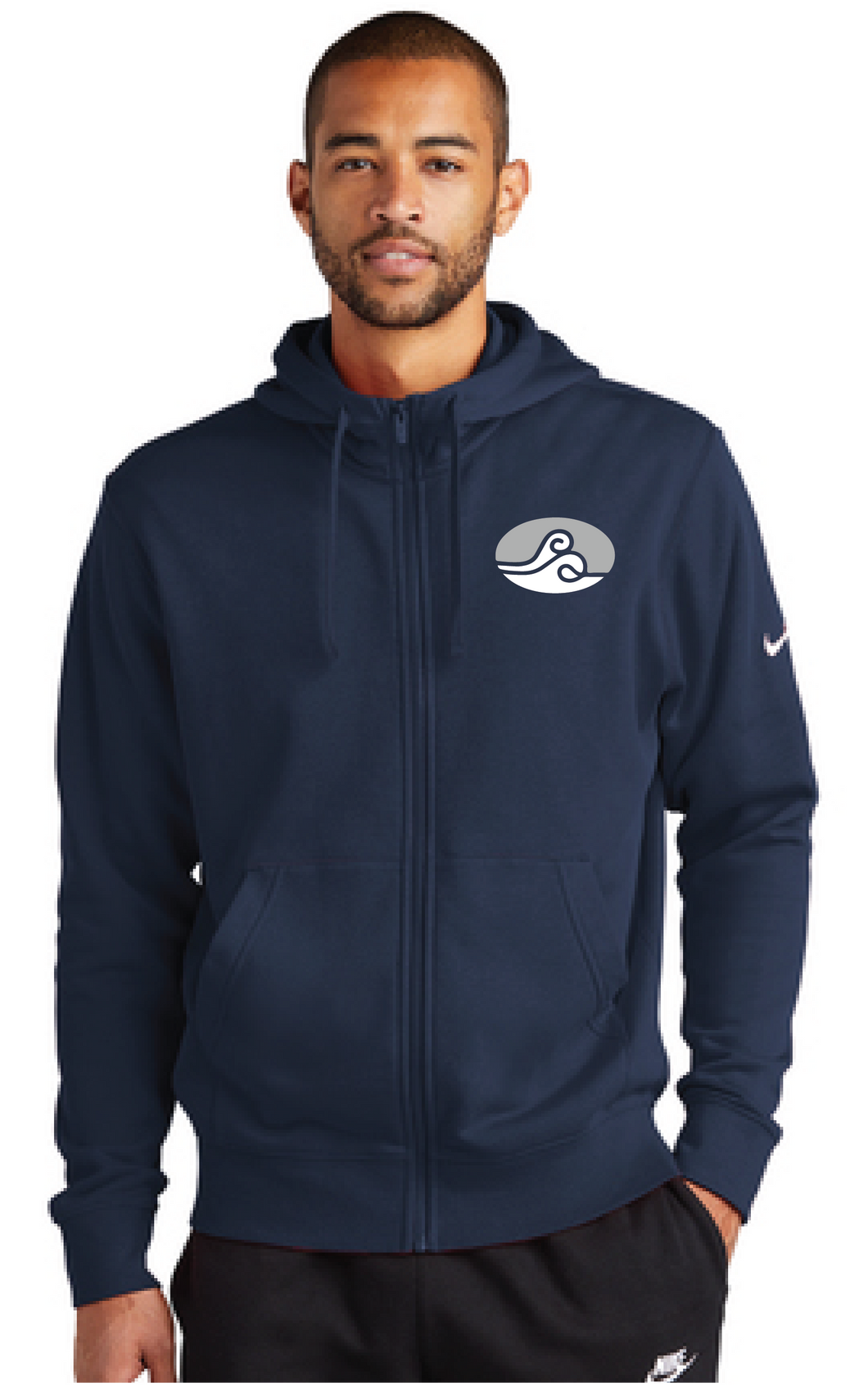 Nike Club Fleece Sleeve Swoosh Full-Zip Hoodie / Midnight Navy / Old Donation School Staff