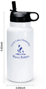 30oz Stainless Steel Water Bottle / White / Ocean Lakes Elementary School