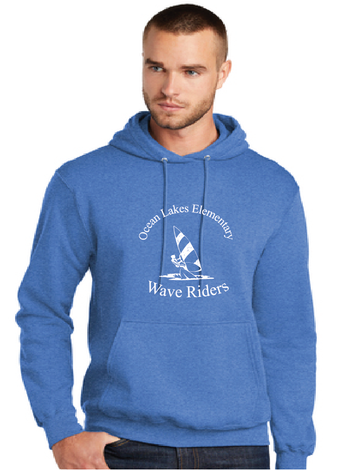 Core Fleece Pullover Hooded Sweatshirt (Youth & Adult) / Navy Heather / Ocean Lakes Elementary School