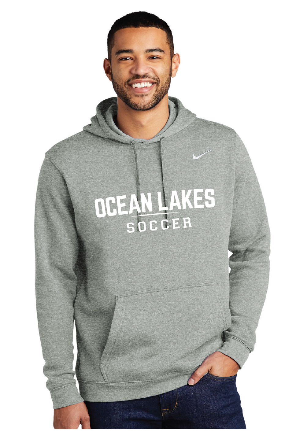 Nike Club Fleece Pullover Hoodie / Dark Grey Heather / Ocean Lakes High School Soccer