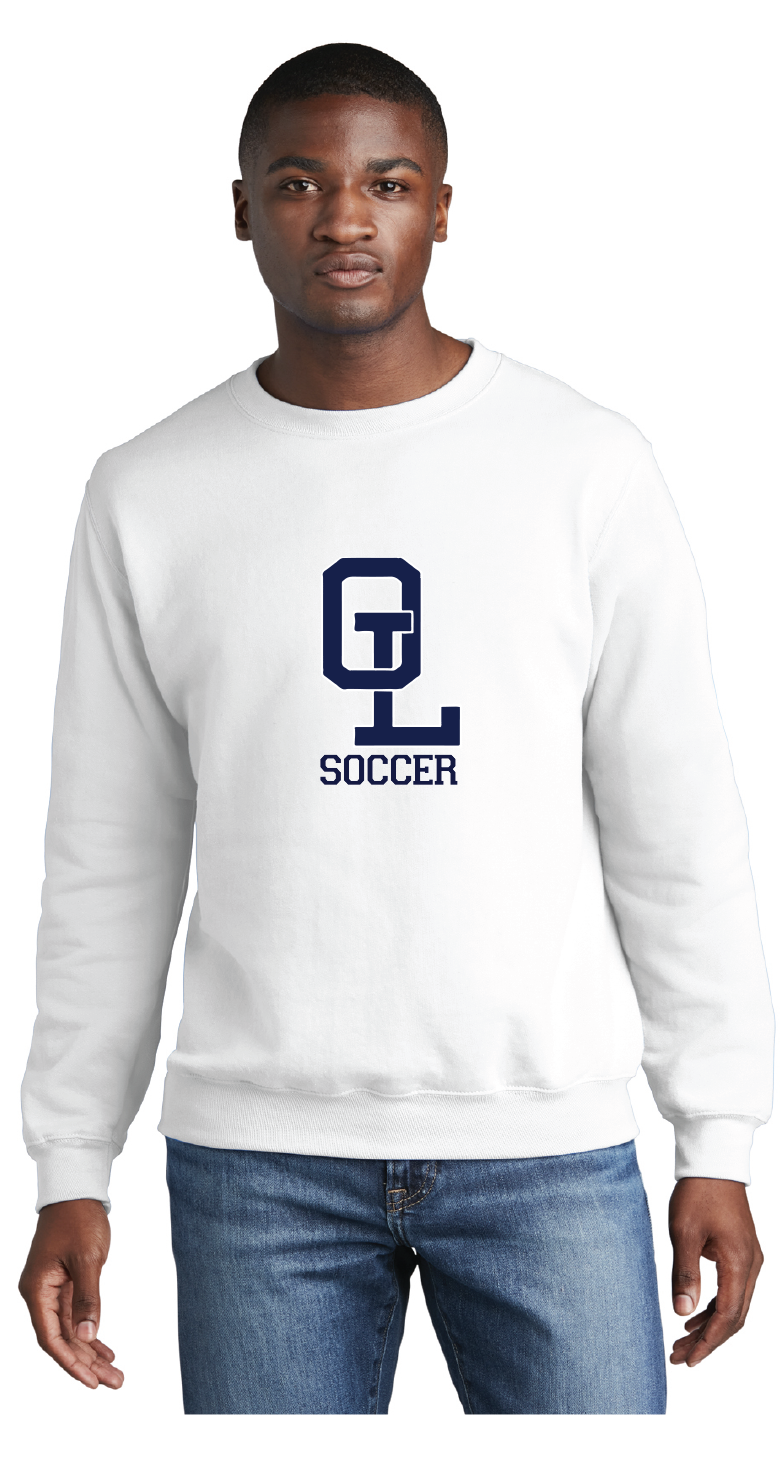 Fleece Crewneck Sweatshirt / White / Ocean Lakes High School Soccer