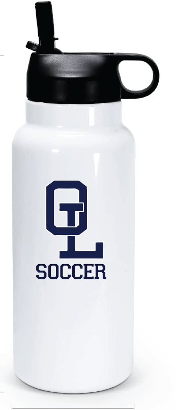32oz Stainless Steel Water Bottle / White / Ocean Lakes High School Soccer