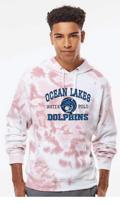Tie-Dye Fleece Hooded Sweatshirt / Red / Ocean Lakes High School Water Polo