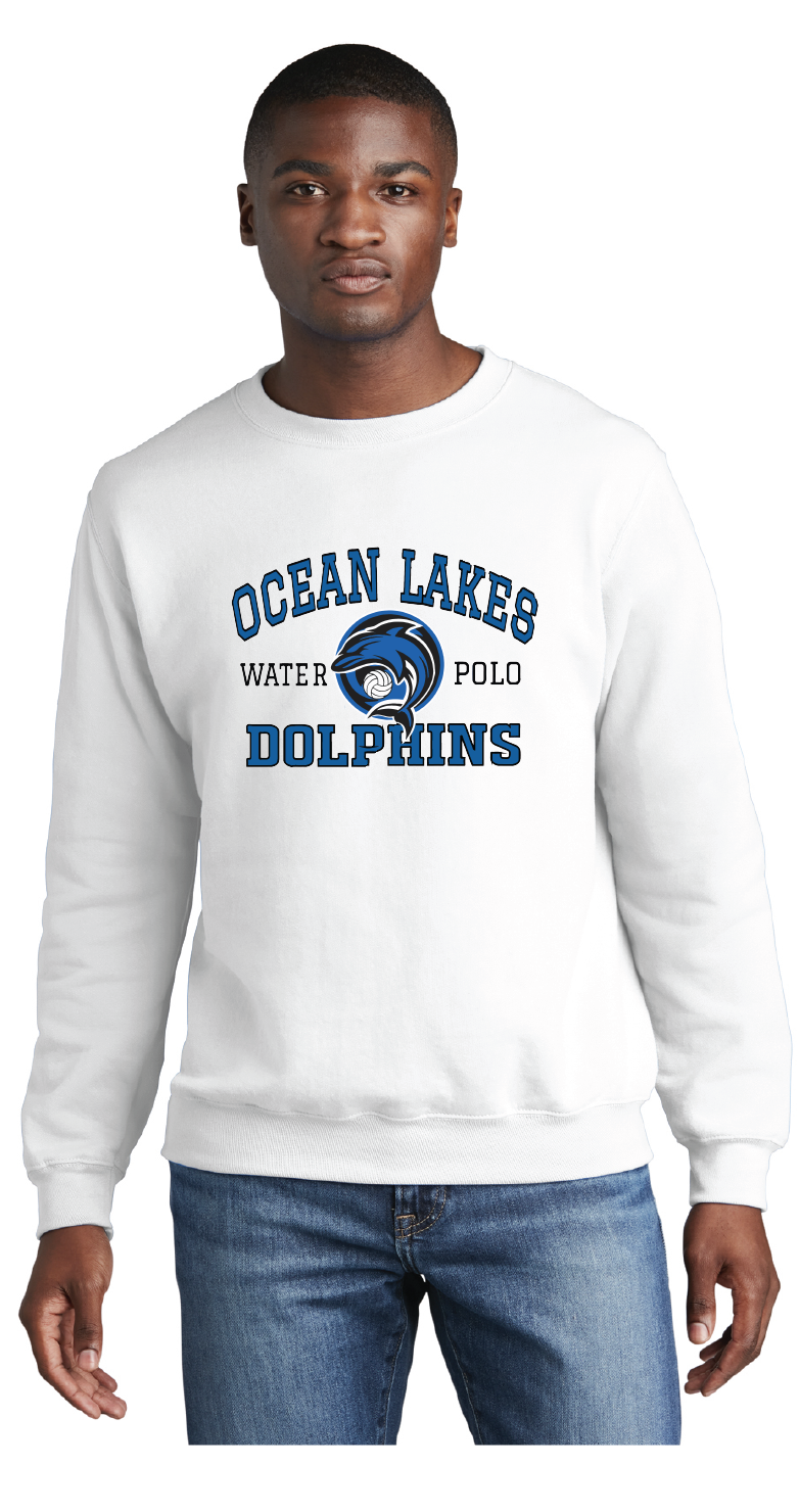 Fleece Crewneck Sweatshirt / White / Ocean Lakes High School Water Polo