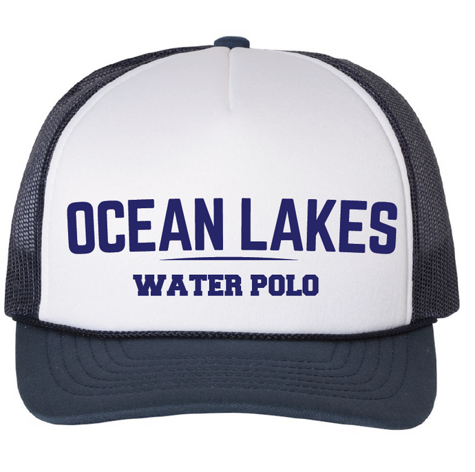 Foam Trucker Cap / White/Navy / Ocean Lakes High School Water Polo
