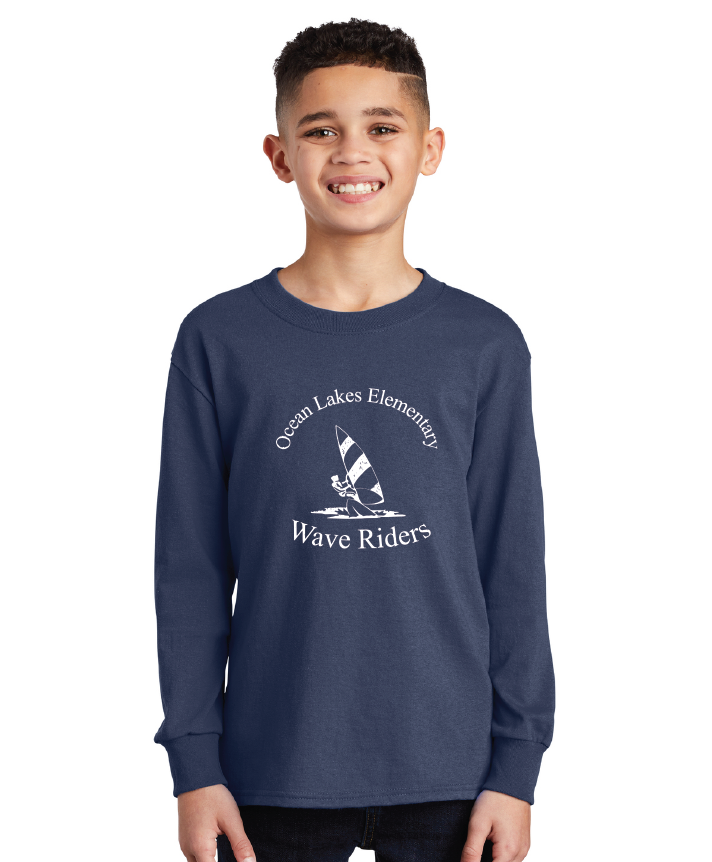 Long Sleeve Core Cotton Tee (Youth & Adult) / Navy / Ocean Lakes Elementary School