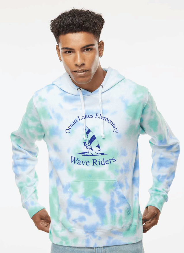 Tie-Dyed Fleece Hooded Sweatshirt / Lagoon Tie Dye / Ocean Lakes Elementary School