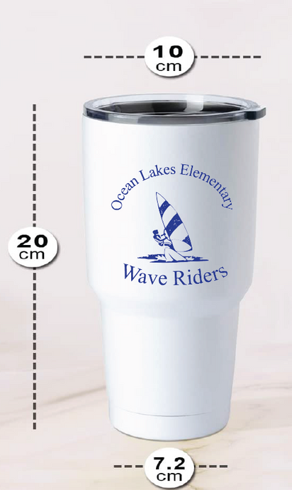 30oz Stainless Steel Tumbler / White / Ocean Lakes Elementary School