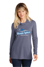 Ladies Tri-Blend Wicking Long Sleeve Hoodie / True Navy Heather / Ocean Lakes Elementary School Staff