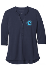 Ladies UV Choice Pique Henley / Navy / Ocean Lakes Elementary School Staff