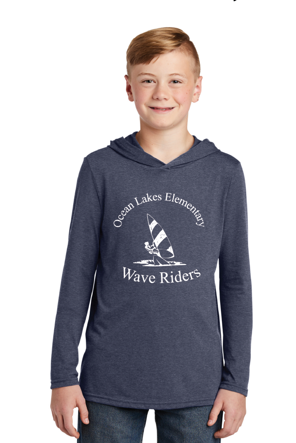 Long Sleeve T-shirt Hoodie (Youth & Adult) / Navy Frost / Ocean Lakes Elementary School