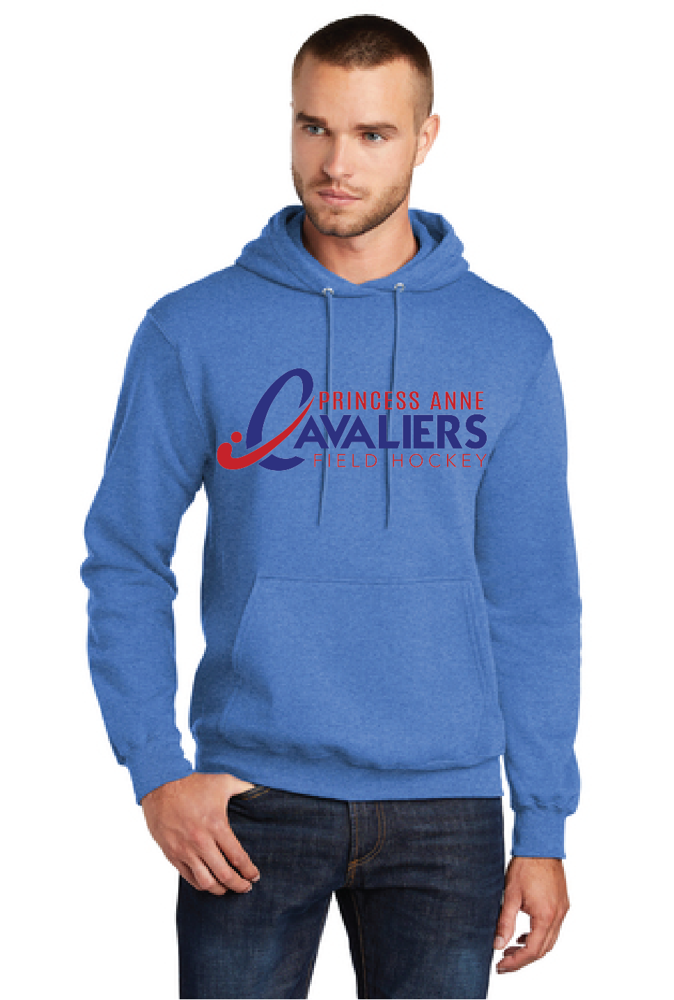 Fleece Pullover Hooded Sweatshirt / Heather Royal  / Princess Anne High School Field Hockey