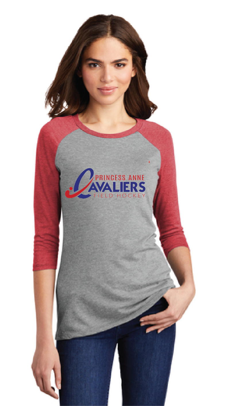 Women’s Perfect Tri 3/4-Sleeve Raglan / Grey Red / Princess Anne High School Field Hockey