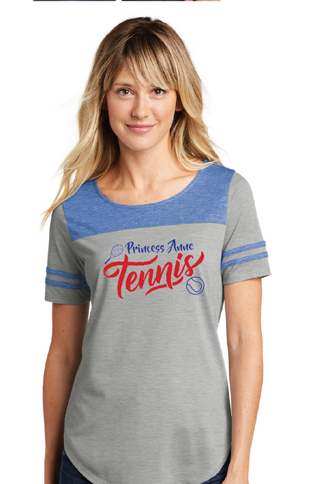 Ladies Tri-Blend Wicking Fan Tee / True Blue Heather / Princess Anne High School Girls Tennis