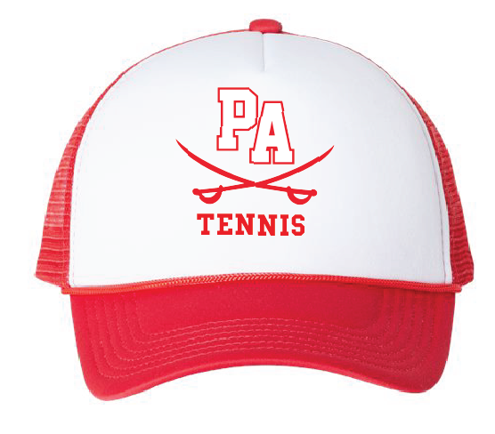 Foam Mesh-Back Trucker Cap / White/Red / Princess Anne High School Tennis