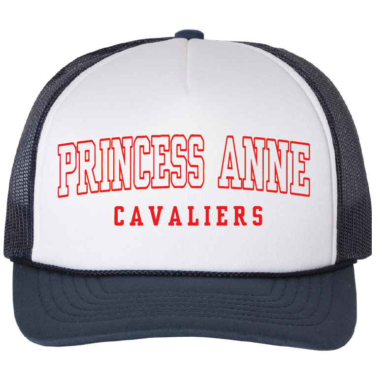 Foam Trucker Cap / White/Navy / Princess Anne High School Track and Field