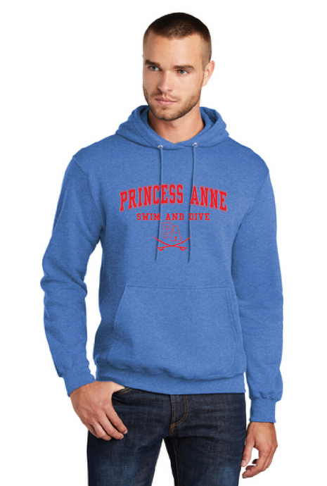 Fleece Pullover Hooded Sweatshirt / Heather Royal  / Princess Anne High School Swim and Dive
