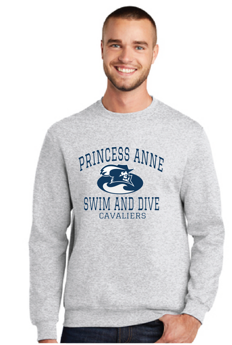 Core Fleece Crewneck Sweatshirt / Ash / Princess Anne High School Swim and Dive