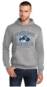 Core Fleece Pullover Hooded Sweatshirt / Athletic Heather / Princess Anne High School Swim and Dive