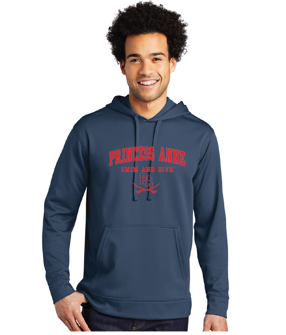 Performance Fleece Pullover Hooded Sweatshirt / Navy  / Princess Anne High School Swim and Dive