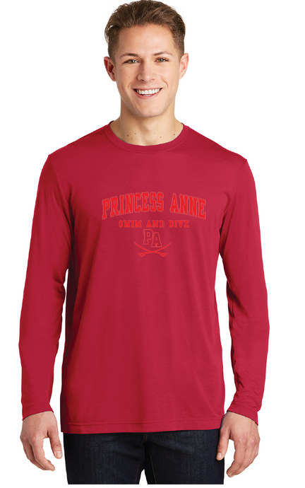 Long Sleeve Cotton Touch Tee / Red / Princess Anne High School Swim and Dive
