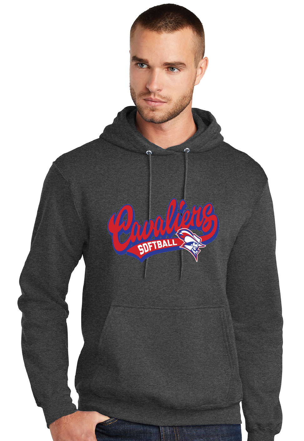 Core Fleece Pullover Hooded Sweatshirt / Dark Heather Grey / Princess Anne High School Softball