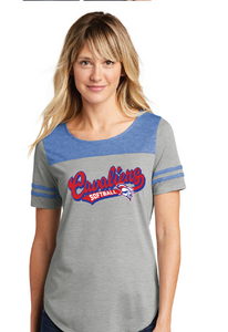 Ladies Tri-Blend Wicking Fan Tee / True Blue Heather / Princess Anne High School Softball