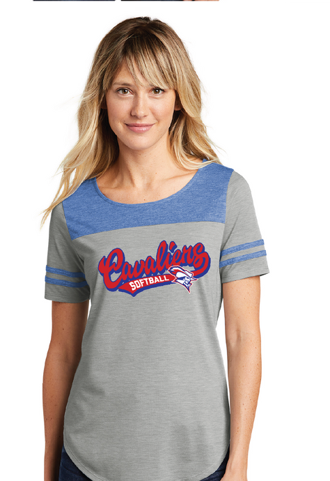 Ladies Tri-Blend Wicking Fan Tee / True Blue Heather / Princess Anne High School Softball