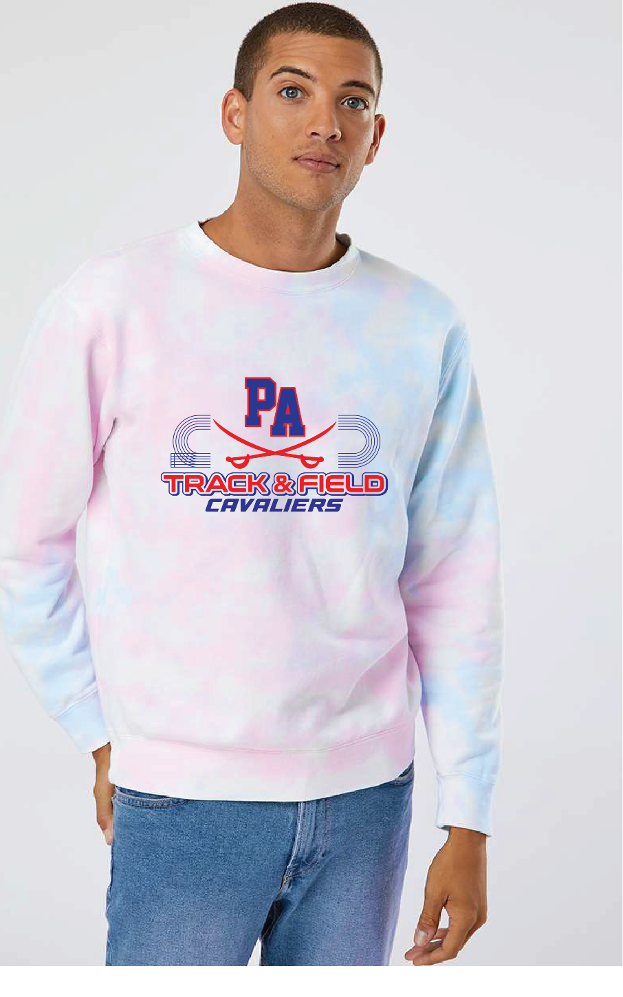 Midweight Tie-Dyed Sweatshirt / Tie Dye Cotton Candy / Princess Anne High School Track and Field