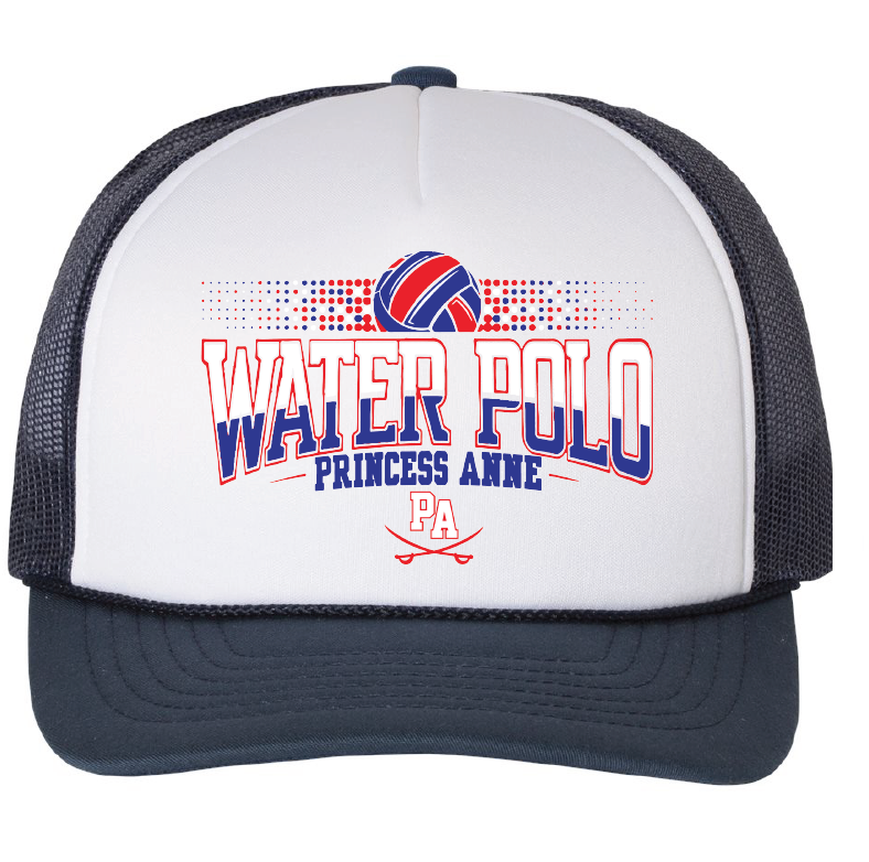 Foam Trucker Cap / White/Navy / Princess Anne High School Water Polo