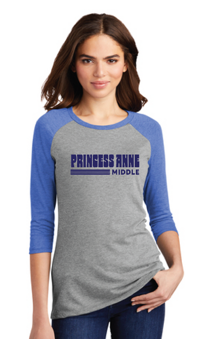 Women’s Perfect Tri 3/4-Sleeve Raglan / Royal Frost / Princess Anne Middle School Staff