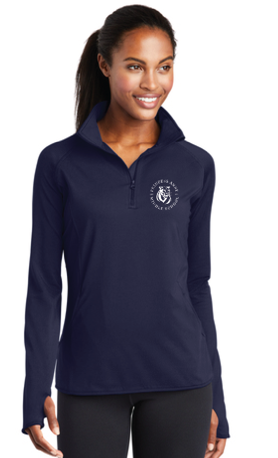 Ladies Stretch 1/2-Zip Pullover / Navy / Princess Anne Middle School Staff