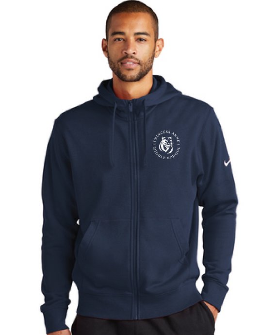 Nike Club Fleece Sleeve Swoosh Full-Zip Hoodie / Midnight Navy / Princess Anne Middle School Staff