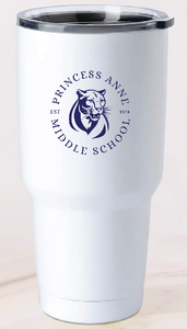 30oz Stainless Steel Tumbler / White / Princess Anne Middle School Staff