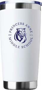 20oz Stainless Steel Tumbler / White / Princess Anne Middle School Staff