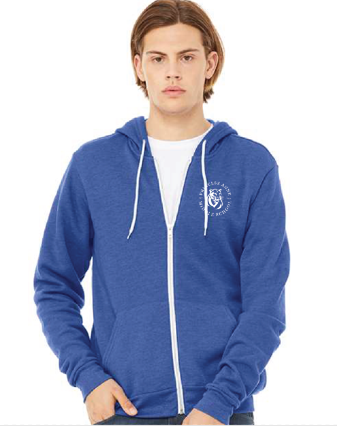 Unisex Sponge Fleece Full-Zip Hoodie / Royal / Princess Anne Middle School Staff