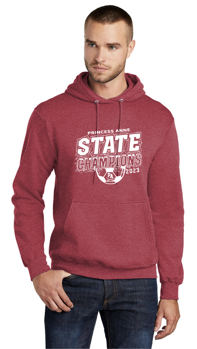State Champions Fleece Hooded Sweatshirt / Heather Red / Princess Anne High School Soccer