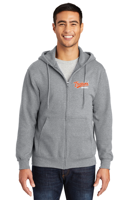 Fleece Full-Zip Hooded Sweatshirt / Athletic Heather / Plaza Middle School Baseball