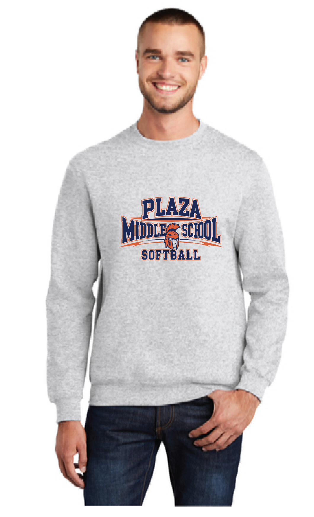 Core Fleece Crewneck Sweatshirt / Ash / Plaza Middle School Softball