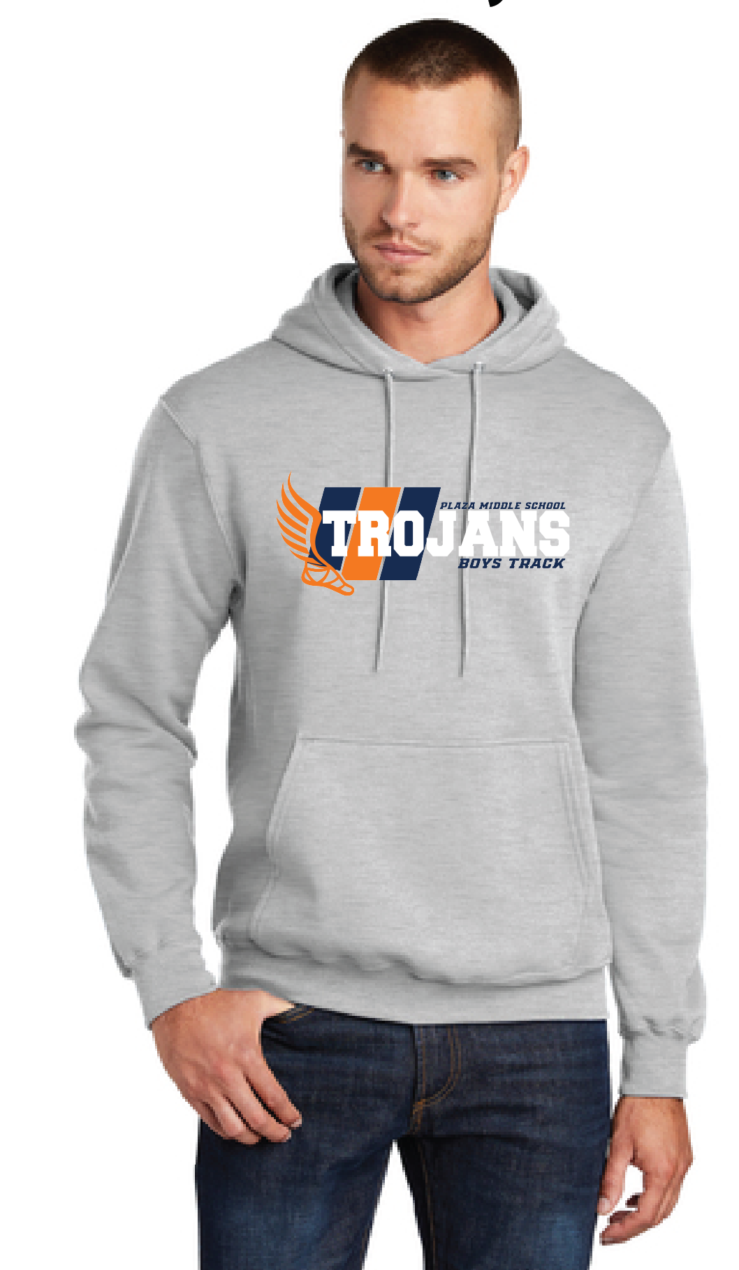 Fleece Pullover Hooded Sweatshirt / Athletic Heather / Plaza Middle School Track