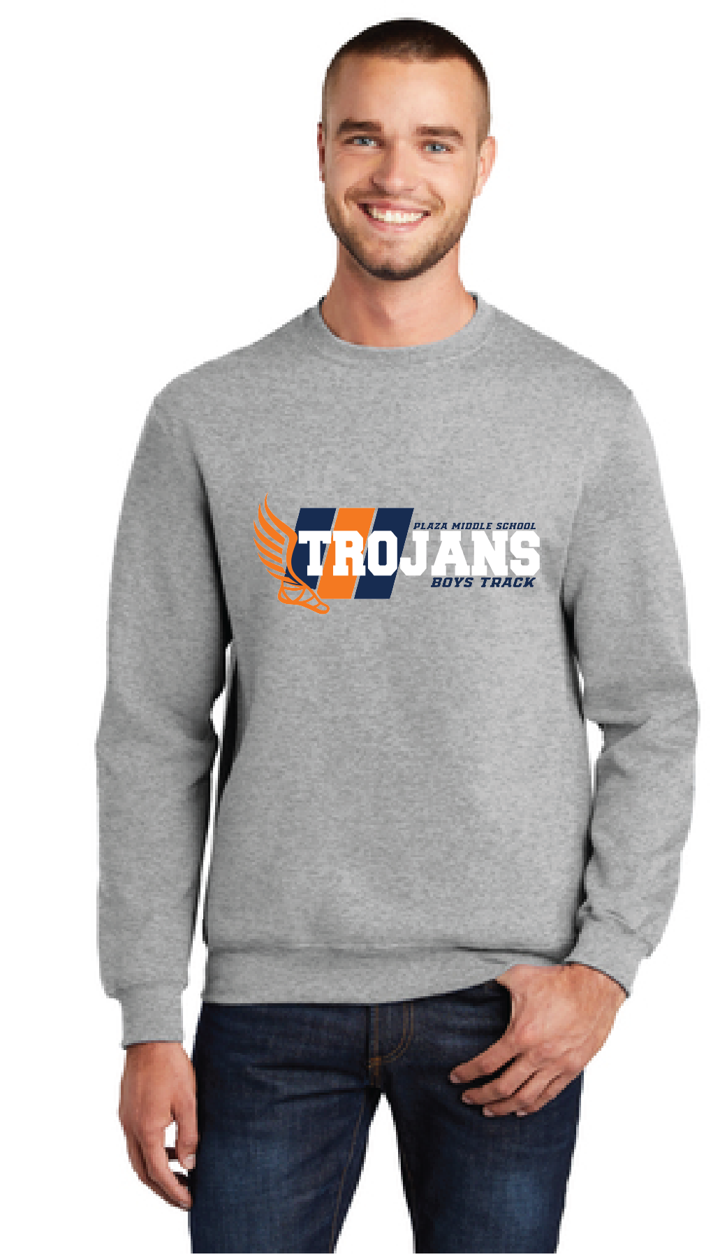 Fleece Crewneck Sweatshirt / Athletic Heather / Plaza Middle School Track