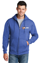 Fleece Full-Zip Hooded Sweatshirt / Heather Royal / Plaza Middle School Track