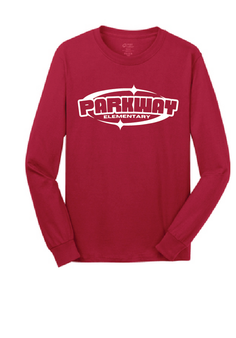 Long Sleeve Core Cotton Tee / Red / Parkway Elementary School