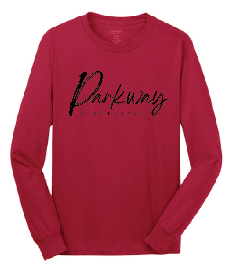 Long Sleeve Core Cotton Tee / Red / Parkway Elementary School