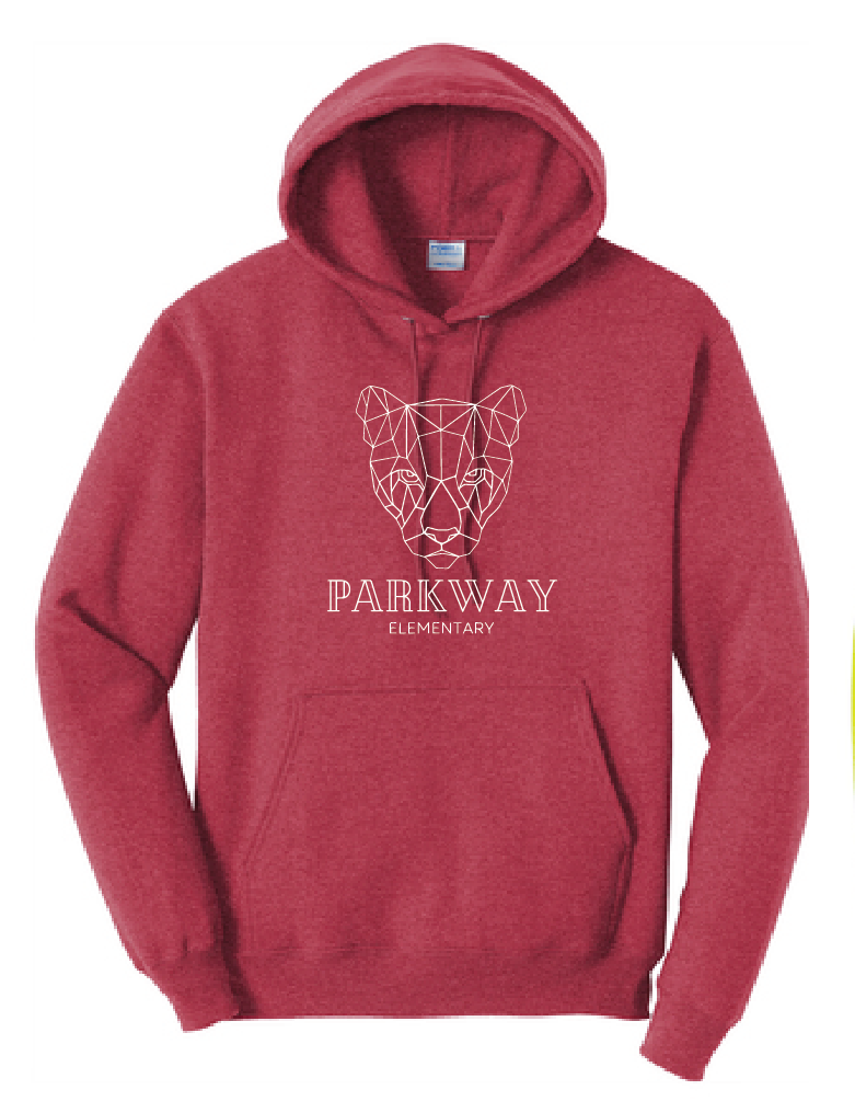 Core Fleece Pullover Hooded Sweatshirt / Heather Red / Parkway Elementary School