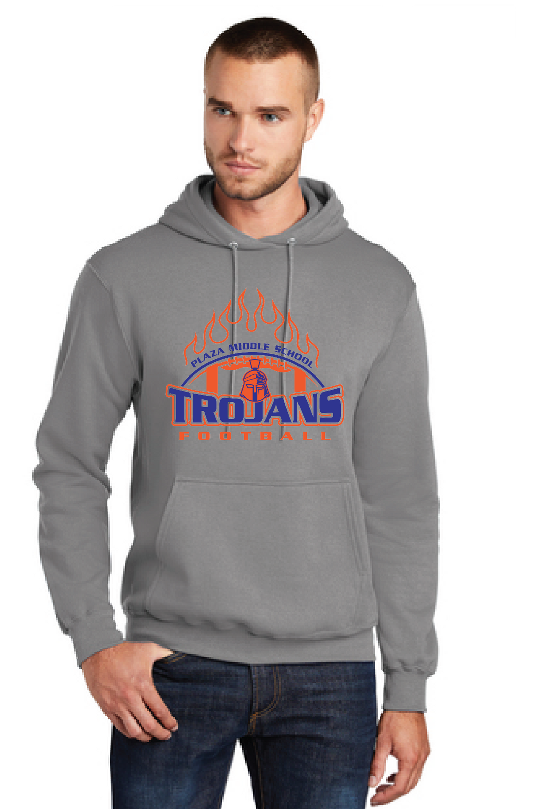 Core Fleece Pullover Hooded Sweatshirt / Athletic Heather / Plaza Middle School Football