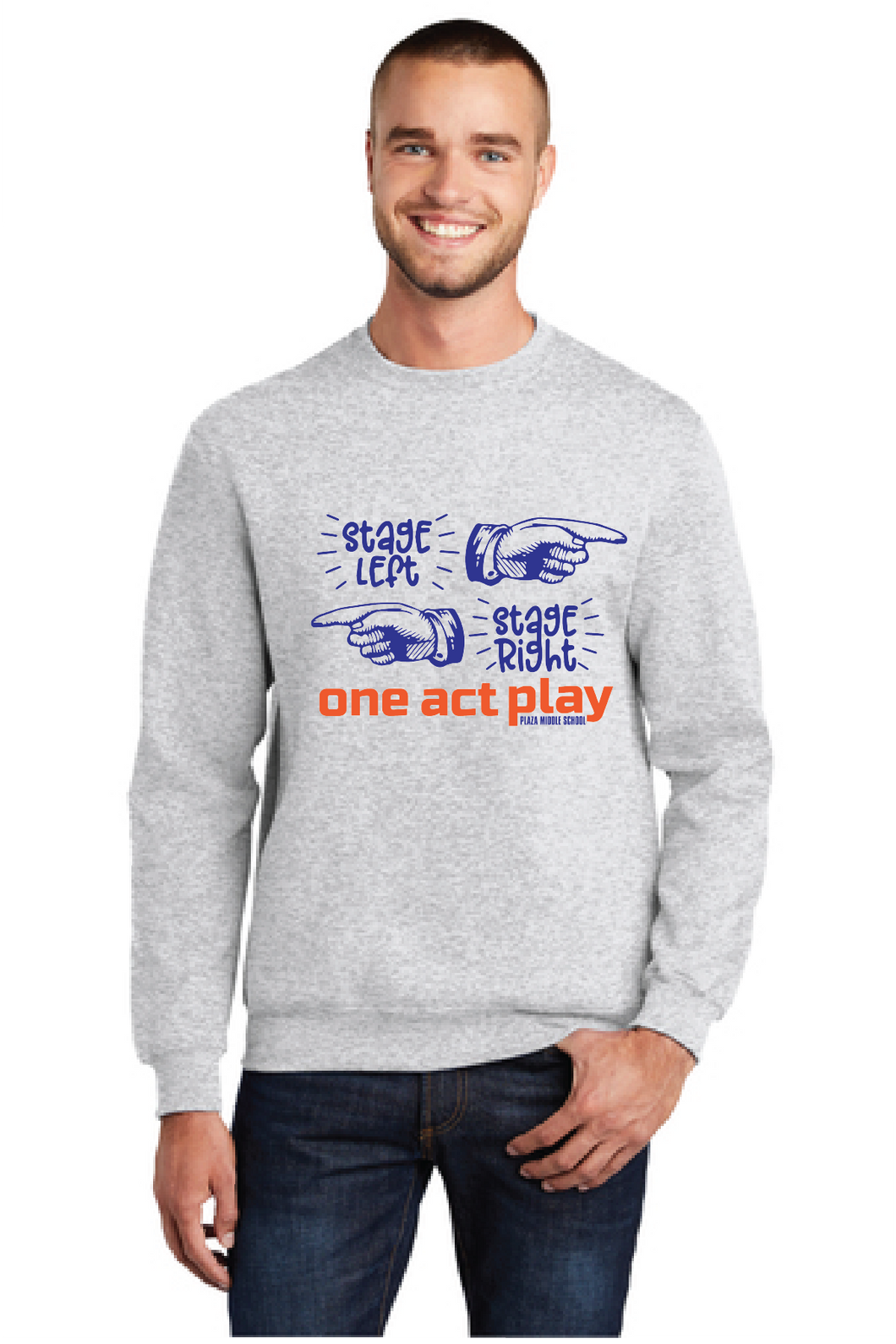 Fleece Crewneck Sweatshirt / Ash / Plaza Middle School One Act Play